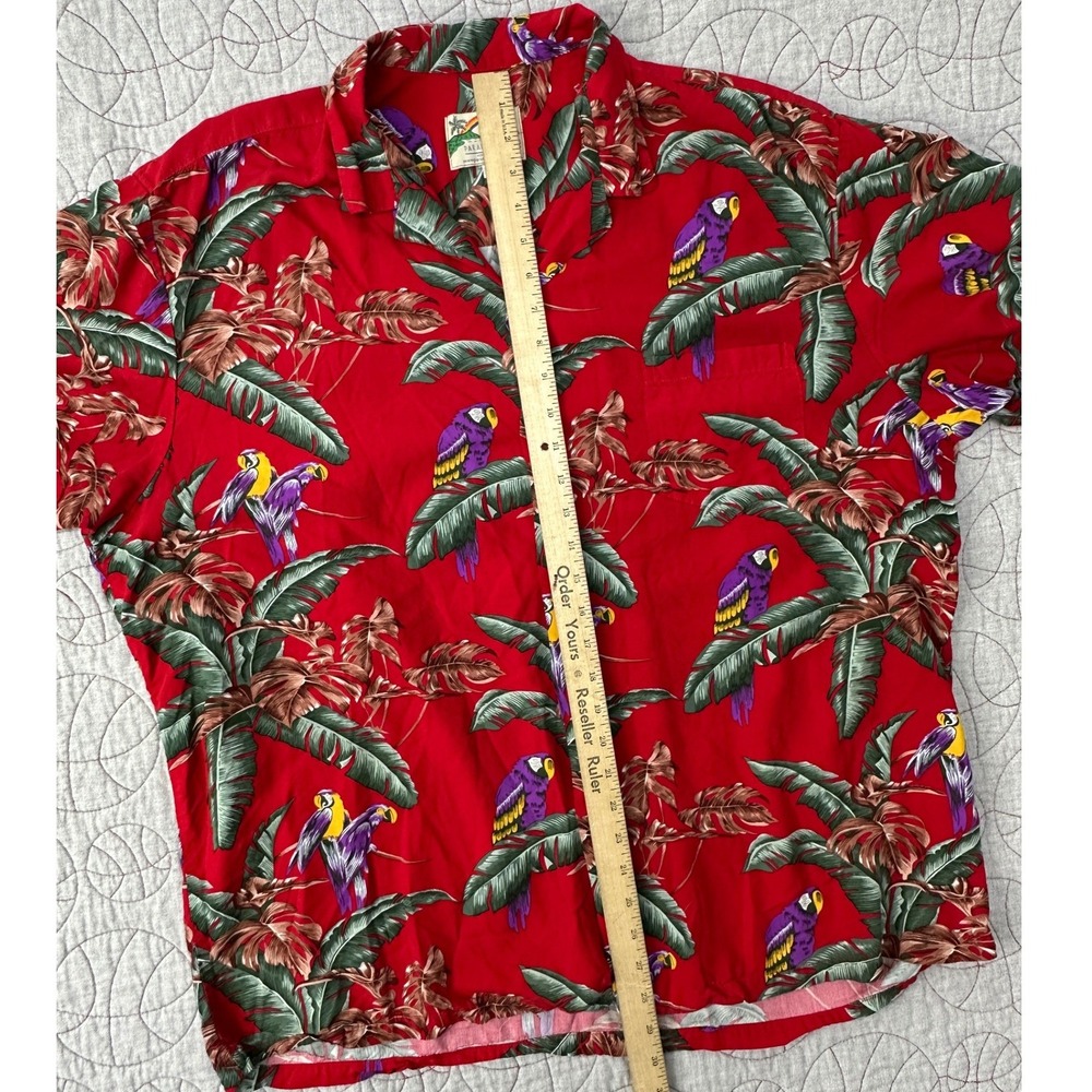 Paradise Found Hawaiian Shirt Red Parrot Tropical / Men's Extra Large - Picture 5 of 7